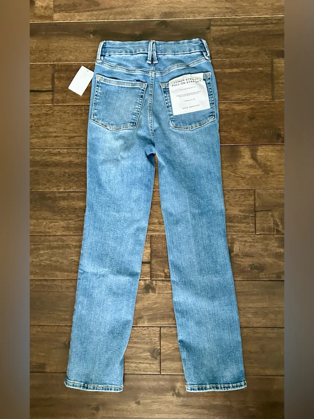 NWT Good American Pull-On Straight Jeans XS Light Wash Stretch Denim - Picture 6 of 6